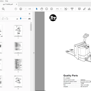 BT Forklift PPL 2000MX Quality Parts Manual 350497AA - PDF