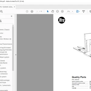 BT Forklift PPO 1500 MX Quality Parts Manual -  PDF DOWNLOAD