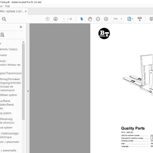 BT Forklift PPO 1500 MX Quality Parts Manual 316740AA-PDF DOWNLOAD