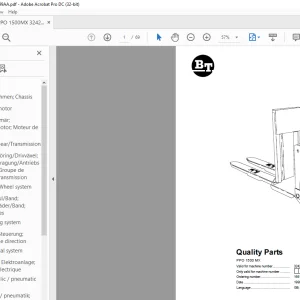 BT Forklift PPO 1500 MX Quality Parts Manual 324214AA-PDF DOWNLOAD