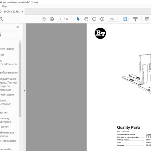 BT Forklift PPO 1500 MX Quality Parts Manual 329900AA PDF
