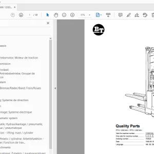 BT Forklift PPS 1000 MX/PPS1200 MX Quality Parts Manual - PDF