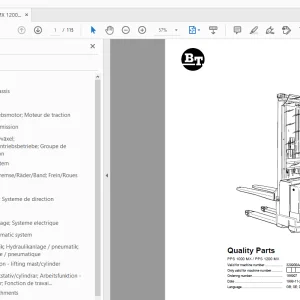 BT Forklift PPS 1000 MX/PPS 1200 MX Quality Parts Manual - PDF