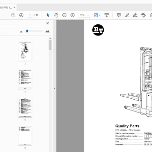BT Forklift PPS 1000MX PPS 1200MX Quality Parts Manual - PDF