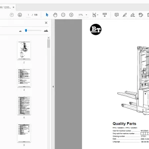 BT Forklift PPS 1000MX/PPS 1200MX Quality Parts Manual 401250AA - PDF