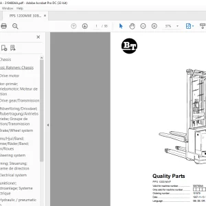 BT Forklift PPS 1200 MXF Quality Parts Manual 309700AA