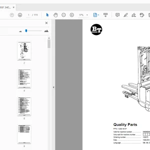 BT Forklift PPS 1200 MXF Quality Parts Manual 340960AA - 350496AA - PDF