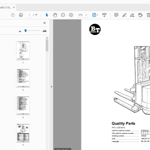 BT Forklift PPS 1200 MXS Quality Parts Manual 319481AA - 329899AA - PDF