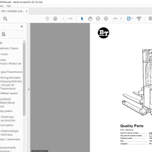 BT Forklift PPS 1200 MXS Parts Manual 329900AA PDF