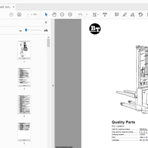 BT Forklift PPS 1200MXF Quality Parts Manual 350497AA - 361807AA - PDF