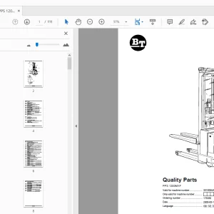 BT Forklift PPS 1200MXF Quality Parts Manual - PDF DOWNLOAD