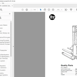 BT Forklift PPS 1200MXS Parts Manual 350497AA - PDF Download
