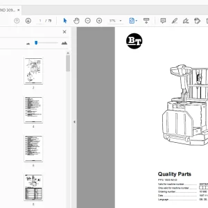 BT Forklift PPS 1600 MXD Quality Parts Manual 309700AA - 329899AA - PDF