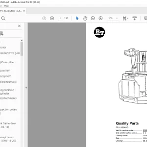 BT Forklift PPS 1600MXD Quality Parts Manual 361808AA-PDF DOWNLOAD