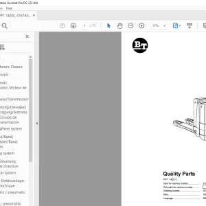 BT Forklift PPT 1400 C Quality Parts Manual - PDF DOWNLOAD
