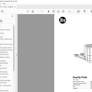 BT Forklift PPT 1400 C Quality Parts Manual - PDF DOWNLOAD