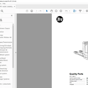BT Forklift PPT 1400 C Quality Parts Manual 306955AA-PDF DOWNLOAD
