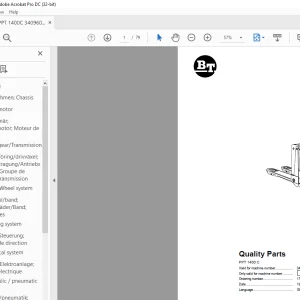 BT Forklift PPT 1400 C Quality Parts Manual 340960AA - PDF DOWNLOAD