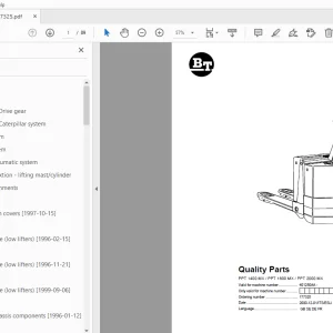 BT Forklift PPT 1400 MX/PPT 1600 MX/PPT 2000 MX Quality Parts Manual - PDF