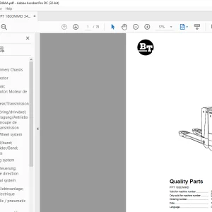 BT Forklift PPT 1800 MMD Quality Parts Manual PDF