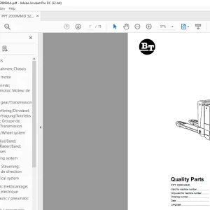 BT Forklift PPT 2000 MMD Parts Manual - PDF DOWNLOAD