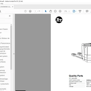BT Forklift PPT 2000 MMD Parts Manual  - PDF DOWNLOAD