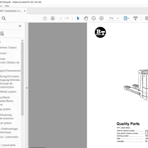 BT Forklift PPT 2000 MMD Parts Manual 316740AA - PDF DOWNLOAD