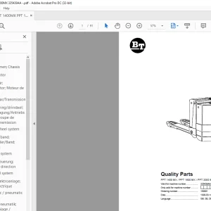 BT Forklift PPT 1400 MX PPT 1600 MXPPT 2000 MX Quality Parts Manual- PDF DOWNLOAD