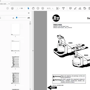BT Forklift RMX/HMX Electric Low Lift Pallet Truck Service Manual - PDF