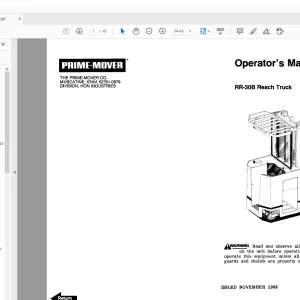 BT Forklift RR-30B Reach Truck Operator's Manual - PDF DOWNLOAD