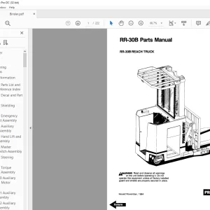 BT Forklift RR-30B Reach Truck Parts Manual - PDF DOWNLOAD