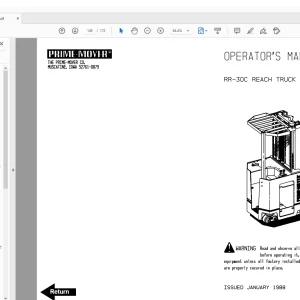 BT Forklift RR-30C REACH TRUCK Operator Manual  - PDF DOWNLOAD