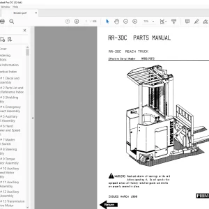 BT Forklift RR-30C REACH TRUCK PARTS MANUAL  - PDF DOWNLOAD
