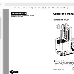 BT Forklift RR-34b REACH TRUCK Operator`s Manual  - PDF DOWNLOAD