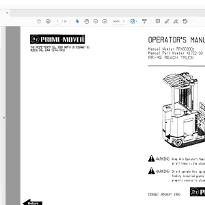 BT Forklift RR-45 Reach Truck Operator`s Manual- PDF DOWNLOAD