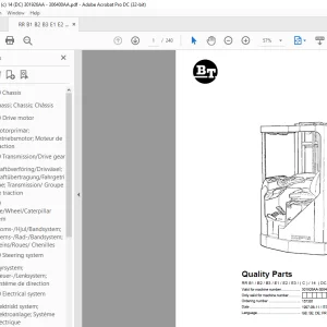 BT Forklift RR B1 B2 B3 E1 E2 E3 ( C )14 ( DC ) Quality Parts Manual