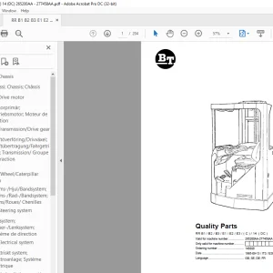 BT Forklift RR B1  B2  B3  E1  E2  E3  ( C )  14 ( DC ) Quality Parts Manual
