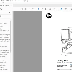 BT Forklift RR B1 / B2 / B3 / E1 / E2 / E3 / ( C ) / 14 ( DC ) Quality Parts Manual