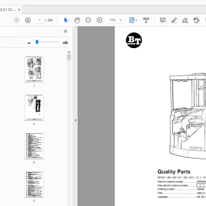 BT Forklift RR B1/B2/B3/E1/E2/E3/(C)/14 (DC) Quality Parts Manual - PDF
