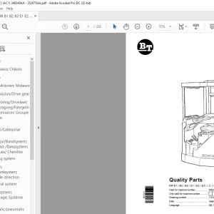 BT Forklift RR B1 / B2 / B3 / E1 / E2 / E3 / ( C ) / 15 ( AC ) ( ACi ) Quality Parts Manual