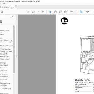 BT Forklift RR B1 B2 B3 E1 E2 E3 (C) 15 (AC) (ACi) Quality Parts Manual 336097AA