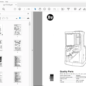 BT Forklift RR B1/B2/B3/E1/E2/E3/(C)/15 (AC) (ACi) Quality Parts Manual - PDF