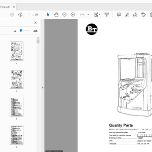BT Forklift RR B1/B2/B3/E1/E2/E3/(C)/15 (AC) (ACi) Quality Parts Manual - PDF