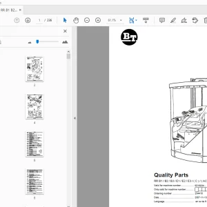 BT Forklift RR B1/B2/B3/E1/E2/E3/(C)/(AC) (ACi) Quality Parts Manual - PDF