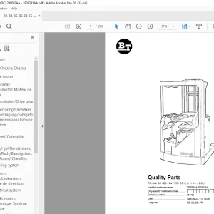 BT Forklift RR B4 B5 B6 E4 E5 E6 ( C ) 14 ( DC ) Quality Parts Manual