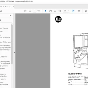 BT Forklift RR B4 / B5 / B6 / E4 / E5 / E6 / ( C ) / 14 ( DC ) Quality Parts Manual