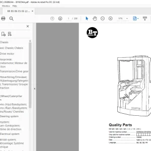 BT Forklift RR B5 / B6 / E5 / E6 / ( C ) / 14 ( DC ) Quality Parts Manual