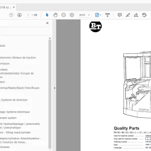 BT Forklift RR B5/B6/E5/E6 (C)/15 (AC) (ACi) Quality Parts Manual - PDF
