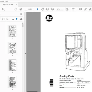 BT Forklift RR B5/B6/E5/E6/(C)/15 (AC) (ACi) Quality Parts Manual - PDF
