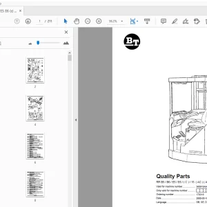 BT Forklift RR B5/B6/E5/E6/(C)/15 (AC) (ACi) Quality Parts Manual - PDF
